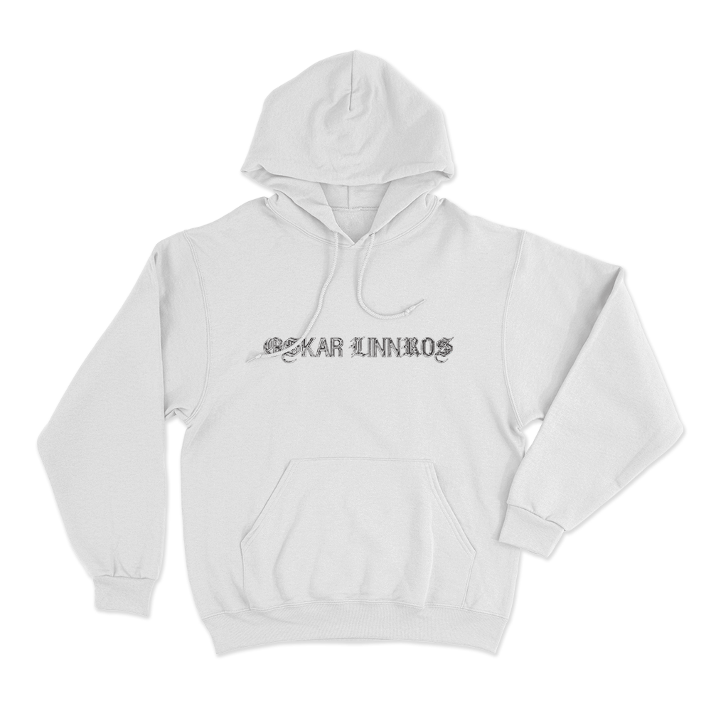 Oskar Linnros Chrome Gothic Logo Unisex Hoodie White Oskar Linnros Chrome Gothic Logo Unisex Hoodie White