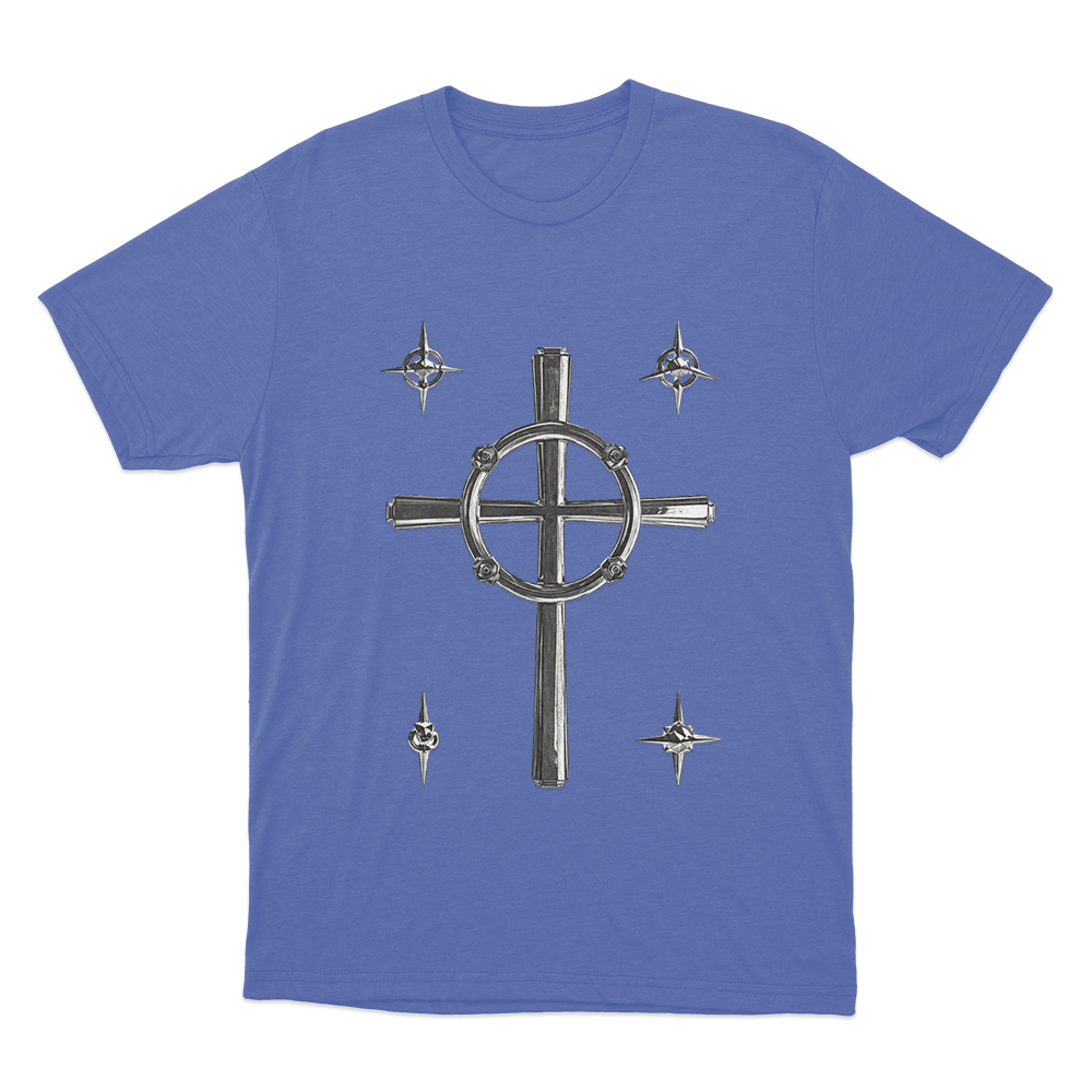 Oskar Linnros Metallic Cross Emblem Unisex T Shirt Blue Oskar Linnros Metallic Cross Emblem Unisex T Shirt Blue