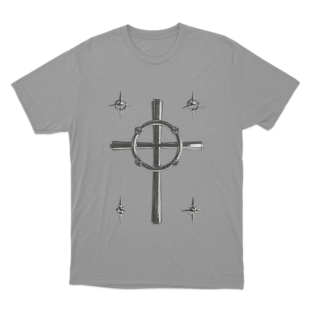 Oskar Linnros Metallic Cross Emblem Unisex T Shirt Grey Oskar Linnros Metallic Cross Emblem Unisex T Shirt Grey