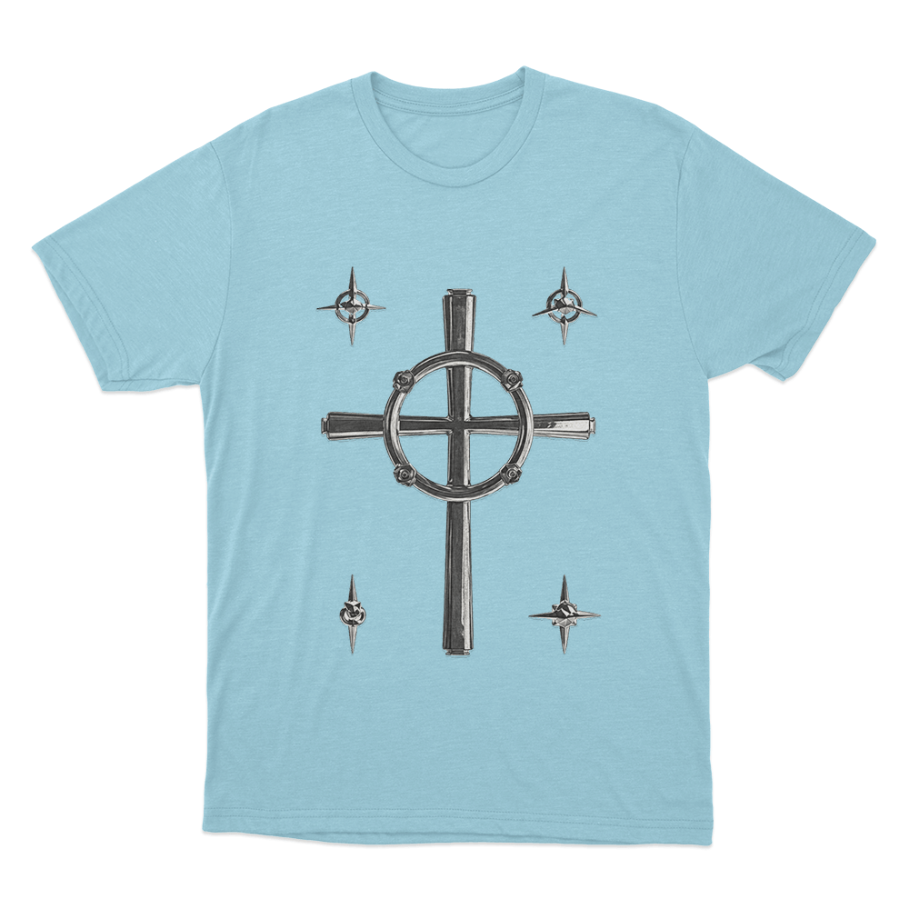 Oskar Linnros Metallic Cross Emblem Unisex T Shirt Sky Blue Oskar Linnros Metallic Cross Emblem Unisex T Shirt Sky Blue