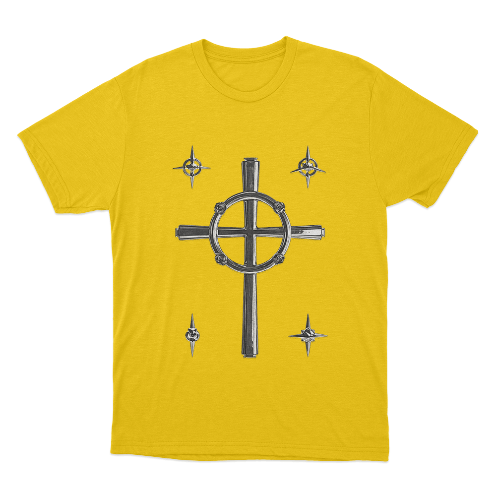 Oskar Linnros Metallic Cross Emblem Unisex T Shirt Yellow Oskar Linnros Metallic Cross Emblem Unisex T Shirt Yellow